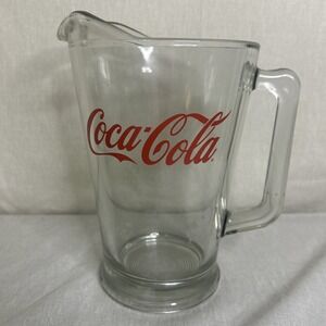 Vintage Arcoroc‎ Coca-Cola Glass Pitcher Ice Lip USA Diner Soda Barware